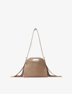 Maje Womens  Miss M Mini Suede Shoulder Bag In Marron/brown