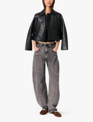 MAJE: Barrel-leg relaxed-fit high-rise denim jeans