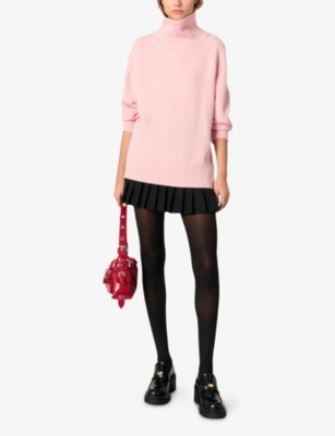 Maje Womens Roll-neck Knitted Wool-blend Jumper Roses In Roses