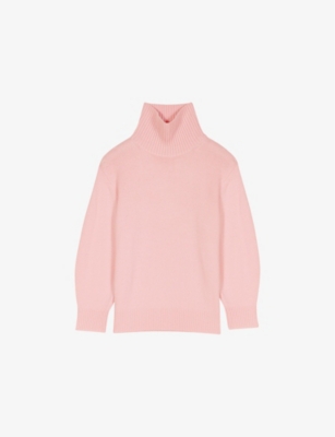 Maje Womens Roll-neck Knitted Wool-blend Jumper Roses In Roses