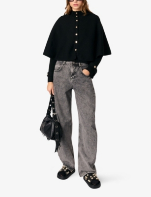 Maje Cape-design Cardigan In Noir