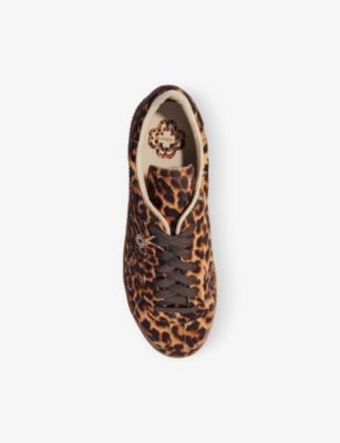 MAJE: Leopard-print leather low-top trainers