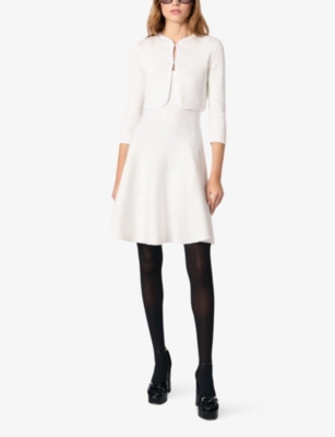 Maje Womens Sequin-embellished Cropped Cotton-blend Cardigan Blanc In Blanc