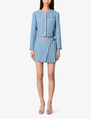 Maje Tweed Jacket In Bleus