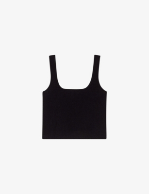 Maje Womens Noir / Gris Maclyne Sleeveless Stretch-knit Top In Noir / Gris