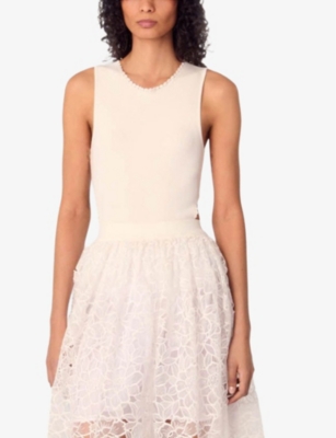 MAJE: Sleeveless Cut-Out Stretch-Woven Body