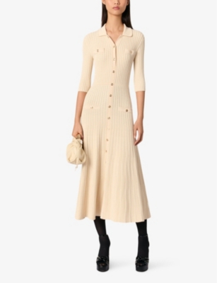 MAJE: Slim-fit ribbed knitted midi dress