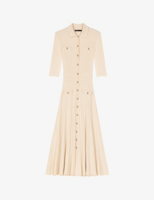 MAJE: Slim-fit ribbed knitted midi dress