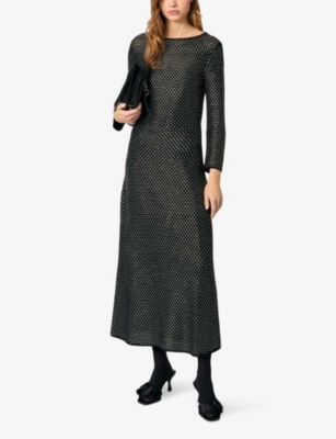 Maje Rhinestoned Maxi Dress In Noir / Gris