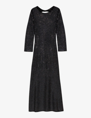 Maje Rhinestoned Maxi Dress In Noir / Gris