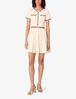 MAJE: Pleated Knitted Mini Dress