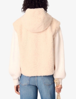 Dual-Material Hooded Faux Fur Jacket