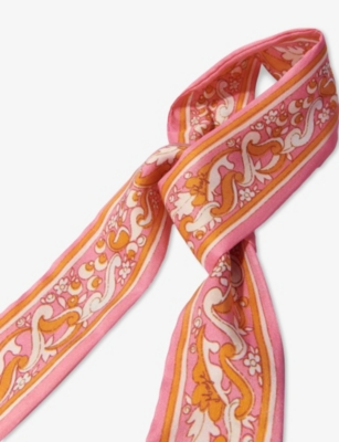 MAJE: Floral Graphic-Print Silk Ribbon Scarf