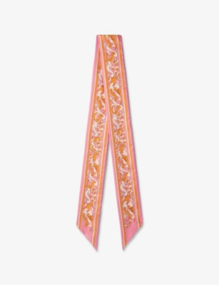 MAJE: Floral Graphic-Print Silk Ribbon Scarf