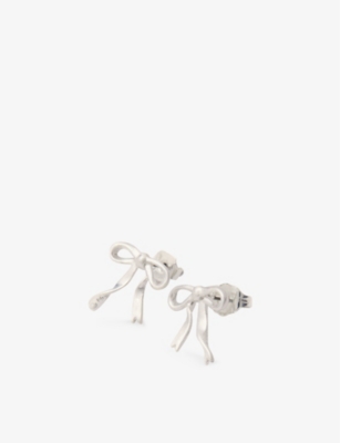 Maje Womens  Bow Brass Earrings In Noir / Gris