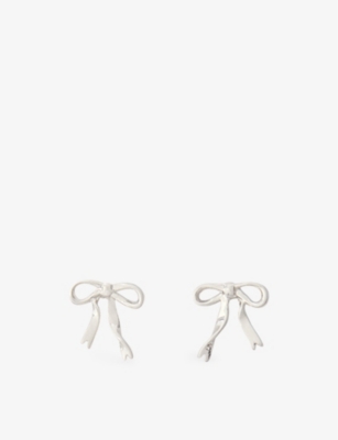 Maje Womens  Bow Brass Earrings In Noir / Gris