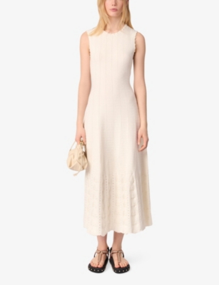 MAJE: Sleeveless Pointelle-Texture Knitted Maxi Dress
