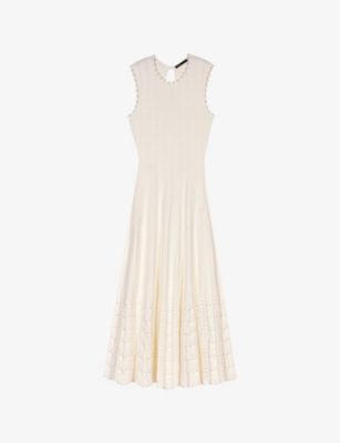 MAJE: Sleeveless Pointelle-Texture Knitted Maxi Dress