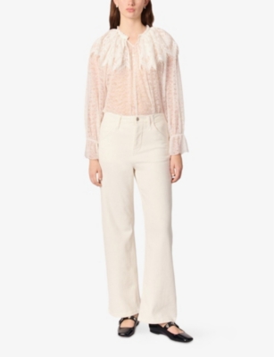 Maje Womens Flared-leg Mid-rise Stretch-denim Jeans Blanc In Blanc