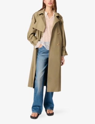 Maje Greena Studded Trench Coat In Bruns