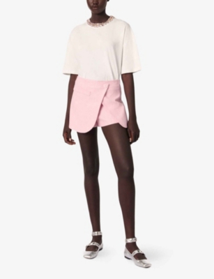 MAJE: Gem-Embellished Short-Sleeve Cotton T-Shirt