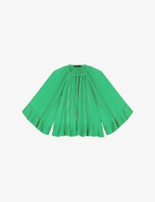 MAJE: Tie-Neck Relaxed-Fit Pleated Woven Blouse