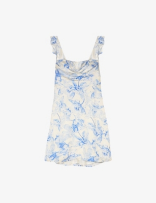 Maje Short Patterned Dress In Bleus