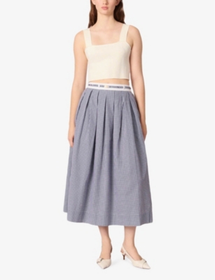 MAJE: Square-Neck Cropped Knitted Top