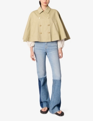 Maje Gecapi Cape-effect Short Trench Coat In Bruns
