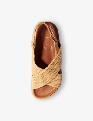 MAJE: Raffia-Effect Flat Sandals