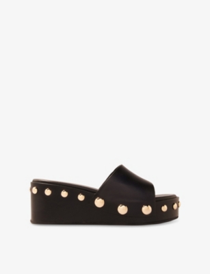 MAJE: Studded Leather Wedge Mules