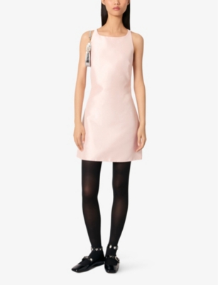 MAJE: Sleeveless tie-back satin mini dress