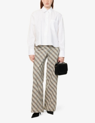 BURBERRY: Straight-leg check cotton trousers