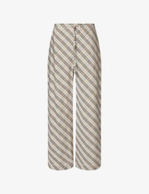 BURBERRY: Straight-leg check cotton trousers