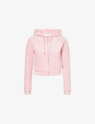 JUICY COUTURE: Madison Crystal-Logo Velour Hoody