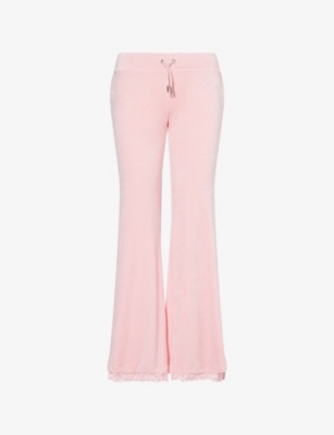 JUICY COUTURE: Lisa Crystal-Logo Low-Rise Velour Jogging Bottoms