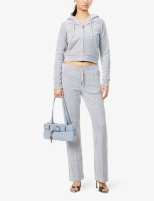 JUICY COUTURE: Madison Rhinestone-Text Velour Hoody
