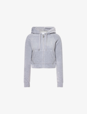 JUICY COUTURE: Madison Rhinestone-Text Velour Hoody