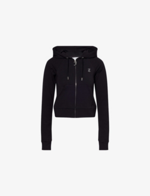 JUICY COUTURE: Ola Rhinestone-Text Jersey Hoody