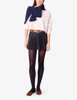 MAJE: Pleated stretch-cotton shorts