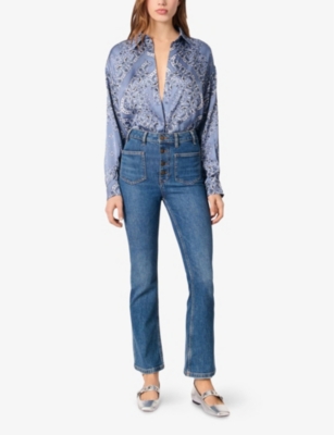 MAJE: Bandana-Print Long-Sleeve Woven Shirt