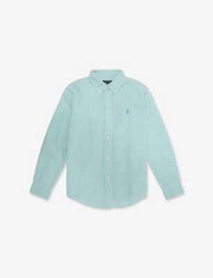 POLO RALPH LAUREN: Striped Button-Down Cotton-Poplin Shirt