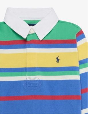 POLO RALPH LAUREN: Striped Brand-Embroidery Cotton-Jersey Rugby Shirt