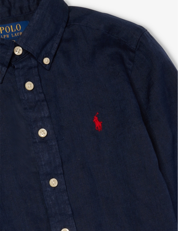 Boys' Brand-Embroidered Linen Shirt