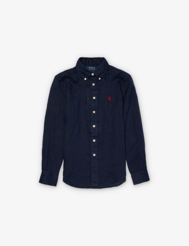 Boys' Brand-Embroidered Linen Shirt