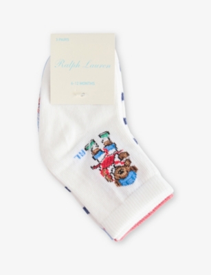 POLO RALPH LAUREN: Crab-Motif Graphic-Print Pack of Three Cotton-Blend Socks