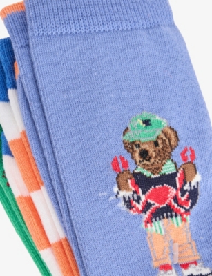 POLO RALPH LAUREN: Kids' Crab-Motif Graphic-Print Pack of Three Cotton-Blend Socks