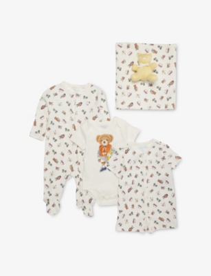 POLO RALPH LAUREN: Bear Five-Piece Cotton Gift Set 0-6 Months