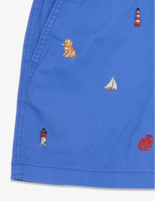 POLO RALPH LAUREN: Embroidered Drawstring Stretch-Cotton Shorts