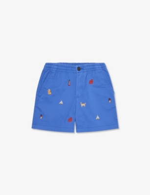 POLO RALPH LAUREN: Embroidered Drawstring Stretch-Cotton Shorts